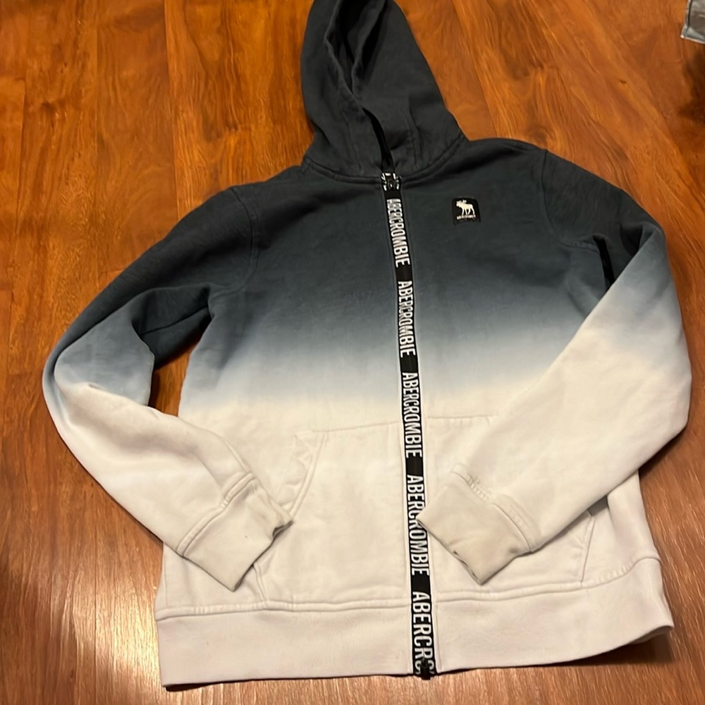 Abercrombie and Fitch Fleece lined Jacket Blue Ombe Moose Logo